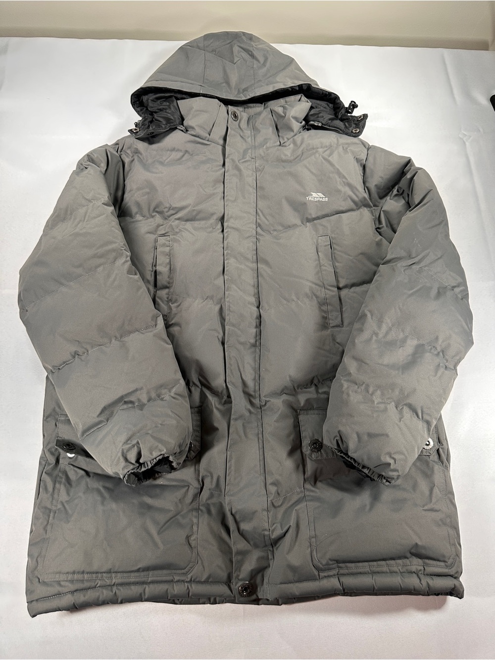Trespass Cumulus Men’s XL Gray Insulated Hooded Parka Winter Jacket
